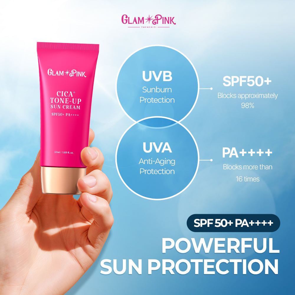 Glam Pink CICA+ Tone-Up Sunscreen 50 ml, SPF 50+ PA++++