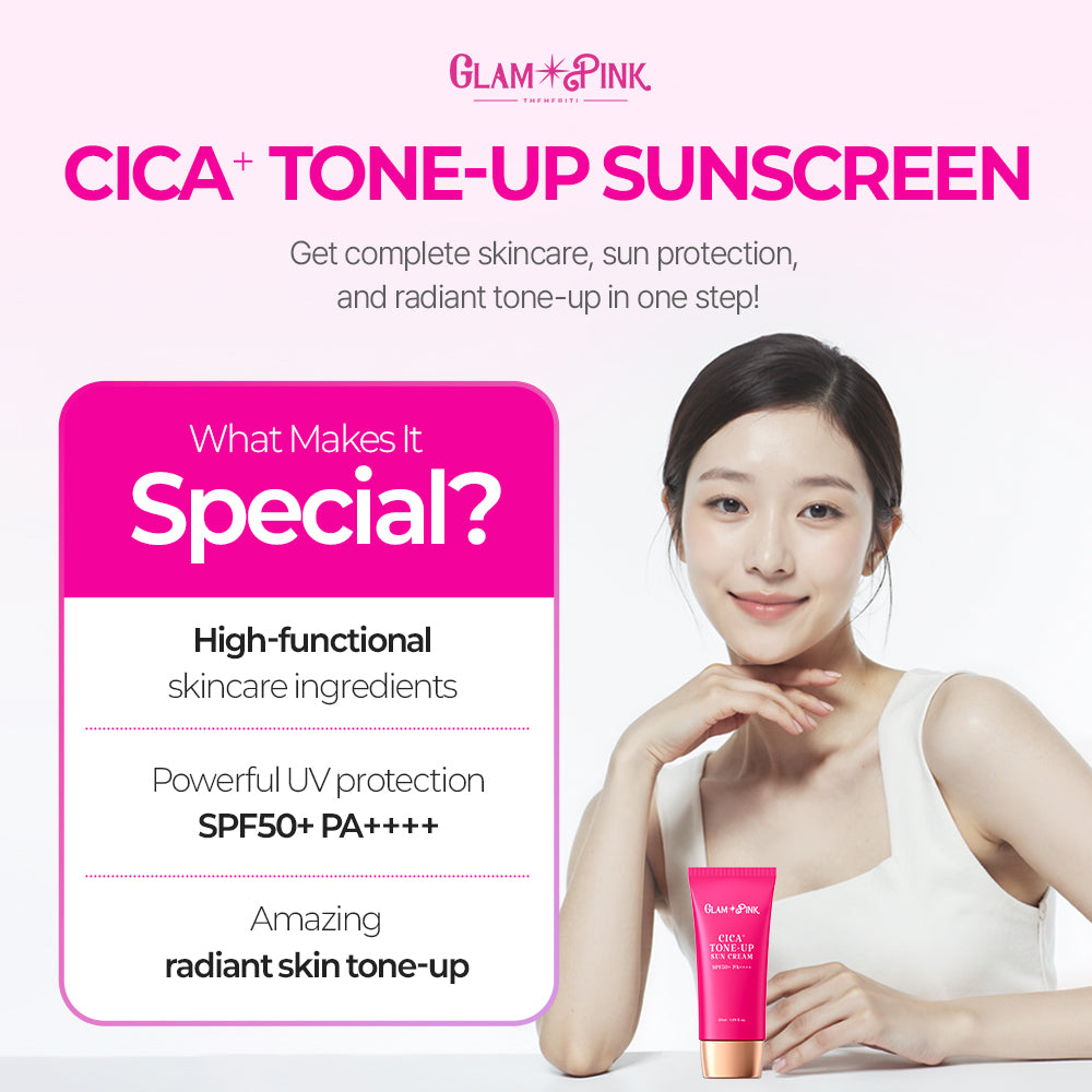 Glam Pink CICA+ Tone-Up Sunscreen 50 ml, SPF 50+ PA++++