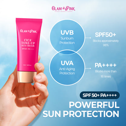 Glam Pink CICA+ Tone-Up Sunscreen 50 ml, SPF 50+ PA++++