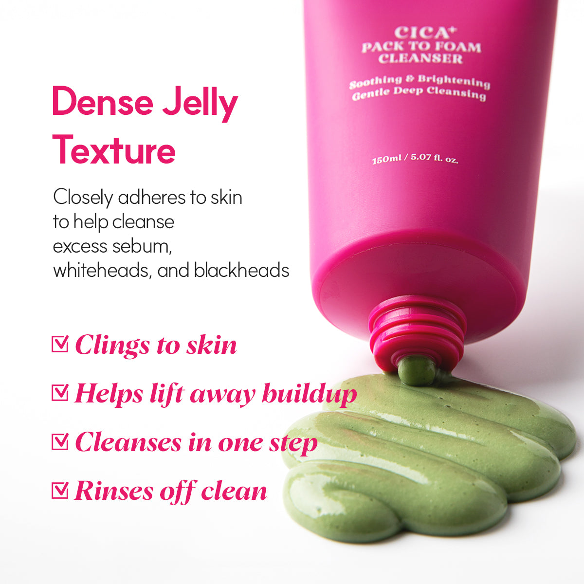 GLAM PINK CICA+ Pack to Foam Cleanser, 150ml