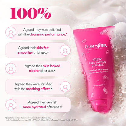 GLAM PINK CICA+ Pack to Foam Cleanser, 150ml