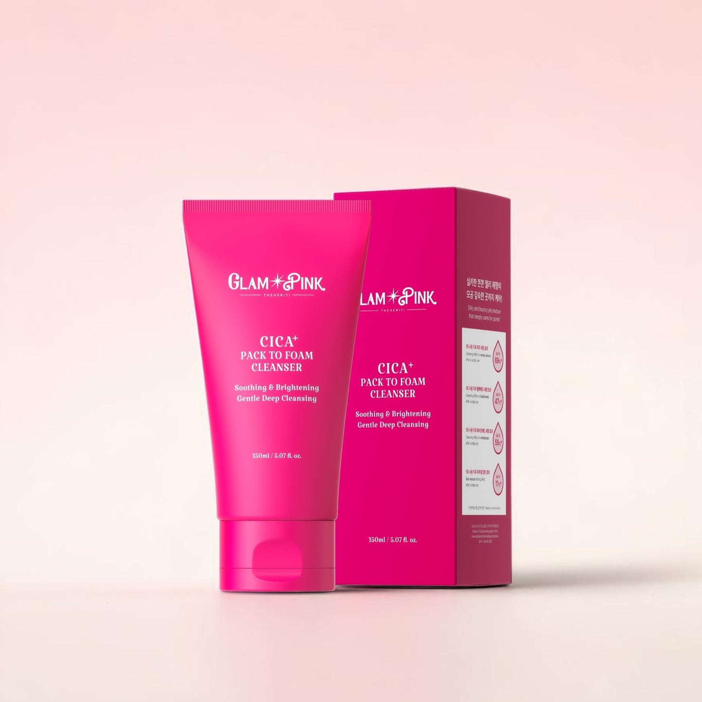 GLAM PINK CICA+ Pack to Foam Cleanser, 150ml
